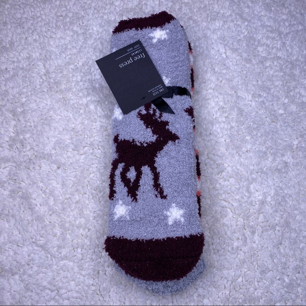 Free Press Cozy Socks Deer and Stars OS